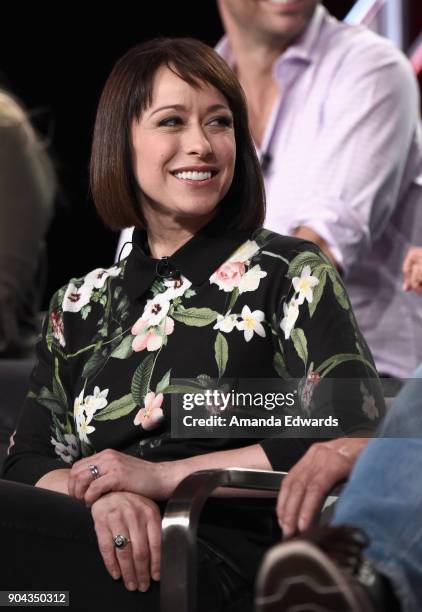 Host Paige Davis of 'Trading Spaces' onstage during the TLC portion of the Discovery Communications Winter TCA Event 2018 at the Langham Hotel on...