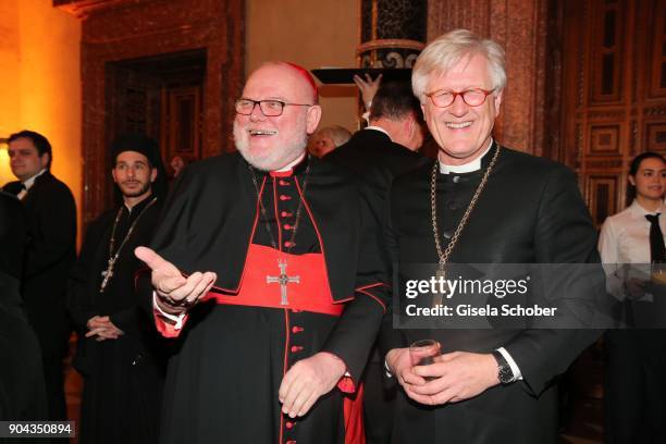 Bishop Reinhard Marx and Heinrich Bedford-Strohm during the new year reception of the Bavarian state government at Residenz on January 12, 2018 in...