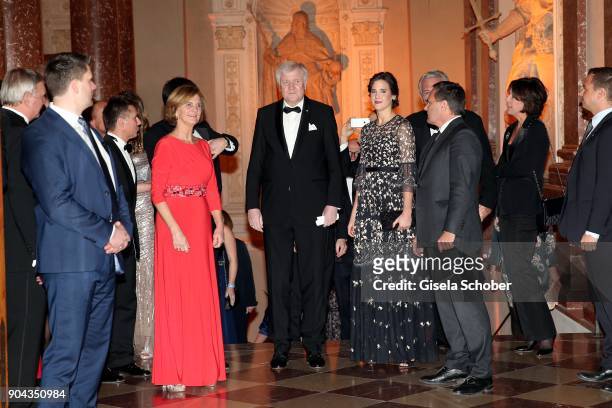 Horst Seehofer and his wife Karin Seehofer and daughter Ulrike Seehofer during the new year reception of the Bavarian state government at Residenz on...