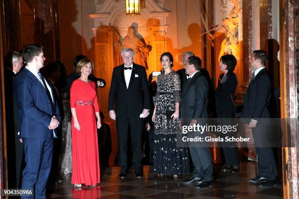 Horst Seehofer and his wife Karin Seehofer and daughter Ulrike Seehofer during the new year reception of the Bavarian state government at Residenz on...