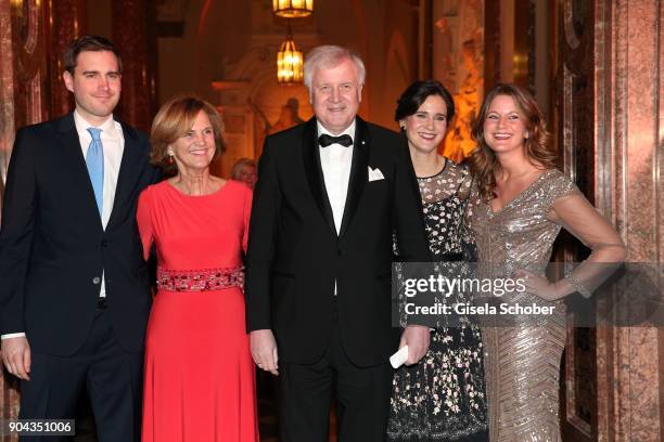 Horst Seehofer and his wife Karin Seehofer, daughter Ulrike Seehofer and Susanne Seehofer and son Andreas Seehofer during the new year reception of...