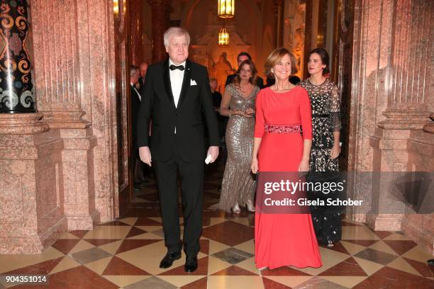 Horst Seehofer and his wife Karin Seehofer during the new year reception of the Bavarian state government at Residenz on January 12, 2018 in Munich,...