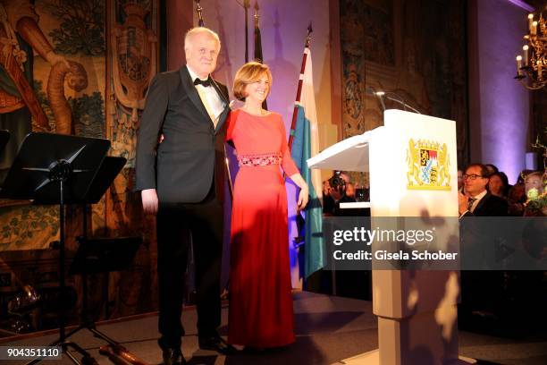 Prime minister of Bavaria Horst Seehofer and his wife Karin Seehofer during the new year reception of the Bavarian state government at Residenz on...