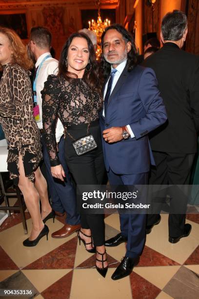 Christine Neubauer and her partner Jose Campos during the new year reception of the Bavarian state government at Residenz on January 12, 2018 in...