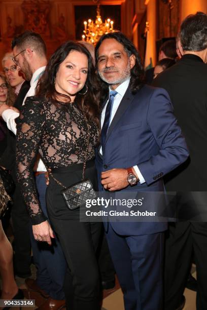 Christine Neubauer and her partner Jose Campos during the new year reception of the Bavarian state government at Residenz on January 12, 2018 in...