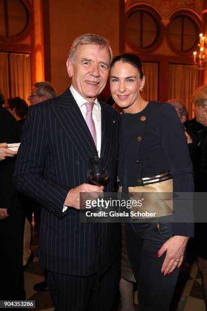 Georg von Waldenfels and his wife Veronika von Waldenfels during the new year reception of the Bavarian state government at Residenz on January 12,...