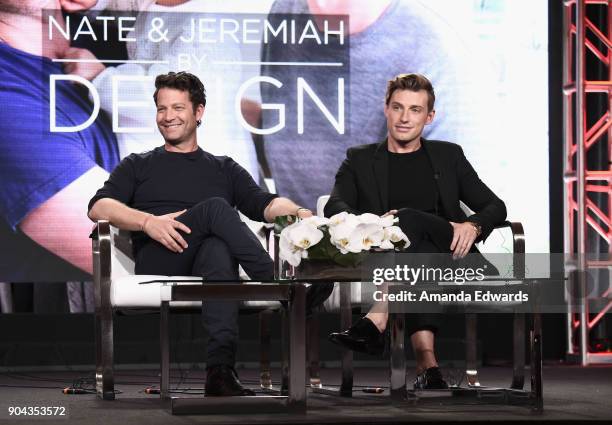 Nate Berkus and Jeremiah Brent of 'Nate & Jeremiah By Design' onstage during the TLC portion of the Discovery Communications Winter TCA Event 2018 at...