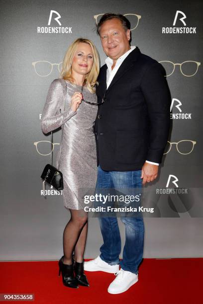 Sonja Kiefer and Oliver Kastalio, CEO Rodenstock during the Rodenstock Eyewear Show on January 12, 2018 in Munich, Germany.