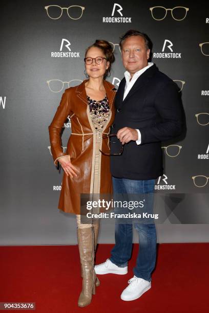 Doreen Dietel and Oliver Kastalio, CEO Rodenstock during the Rodenstock Eyewear Show on January 12, 2018 in Munich, Germany.