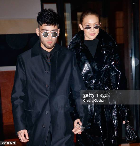 Zayn Malik and Gigi Hadid seen on January 12, 2018 in New York City.