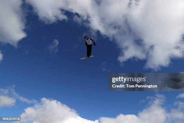 Madison Olsen of the United States jumps during practice in the Ladies' Aerials during the 2018 FIS Freestyle Ski World Cup at Deer Valley Resort on...