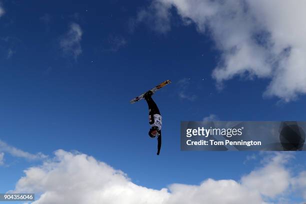 Madison Olsen of the United States jumps during practice in the Ladies' Aerials during the 2018 FIS Freestyle Ski World Cup at Deer Valley Resort on...