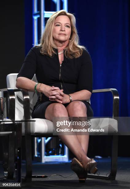 Chief Scientist 2013-2016 Ellen Stofan from 'Above and Beyond: NASAs Journey to Tomorrow' onstage during the Discovery Channel portion of the...