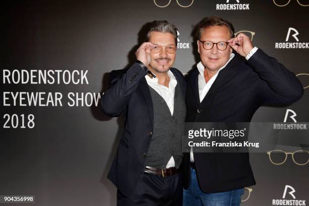Hardy Krueger Jr. And Oliver Kastalio, CEO Rodenstock during the Rodenstock Eyewear Show on January 12, 2018 in Munich, Germany.