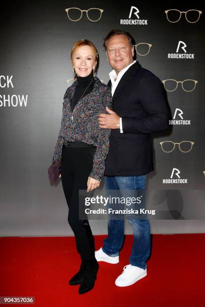 Katja Flint and Oliver Kastalio, CEO Rodenstock during the Rodenstock Eyewear Show on January 12, 2018 in Munich, Germany.