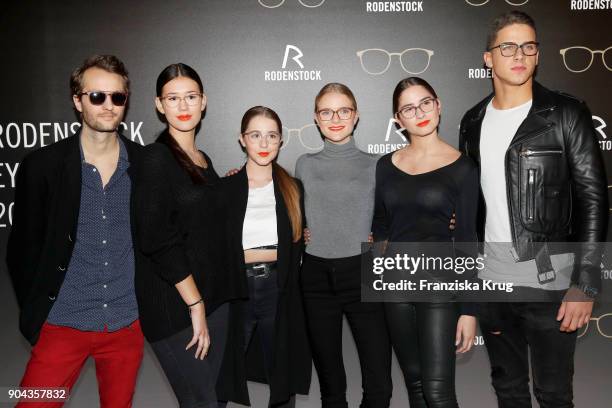 Oscar Lauterbach, Isabella Ahrens, Enya Elstner, Milana Bruges von Pfuel, Lucia Strunz and Tyger Lobinger during the Rodenstock Eyewear Show on...