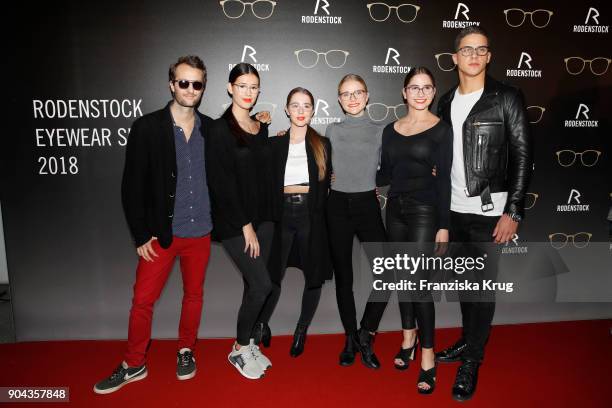 Oscar Lauterbach, Isabella Ahrens, Enya Elstner, Milana Bruges von Pfuel, Lucia Strunz and Tyger Lobinger during the Rodenstock Eyewear Show on...