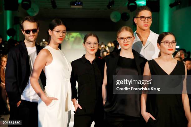 Oscar Lauterbach, Isabella Ahrens, Enya Elstner, Milana Bruges von Pfuel, Tyger Lobinger and Lucia Strunz during the Rodenstock Eyewear Show on...
