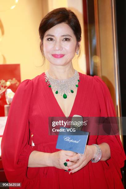 Actress Cherie Chung attends the opening ceremony of Chopard's store on January 12, 2018 in Hong Kong, China.