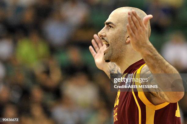 Pero Antic of F.Y.R. Of Macedonia celebrates after his team's victory against Israel during their 2009 European championship preliminary round, group...