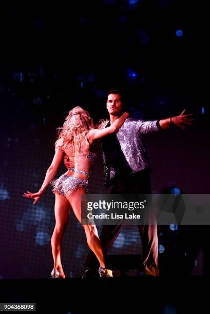Emma Slater and Gleb Savchenko perform on stage during Dancing with the Stars Live! at Sands Bethlehem Event Center on January 12, 2018 in Bethlehem,...