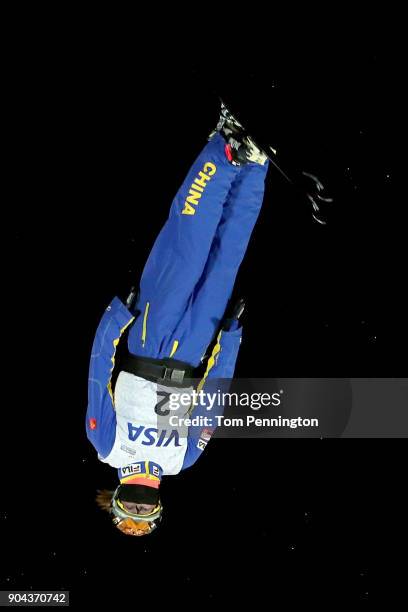 Mengtao Xu of China competes in the Ladies' Aerials Finals during the 2018 FIS Freestyle Ski World Cup at Deer Valley Resort on January 12, 2018 in...