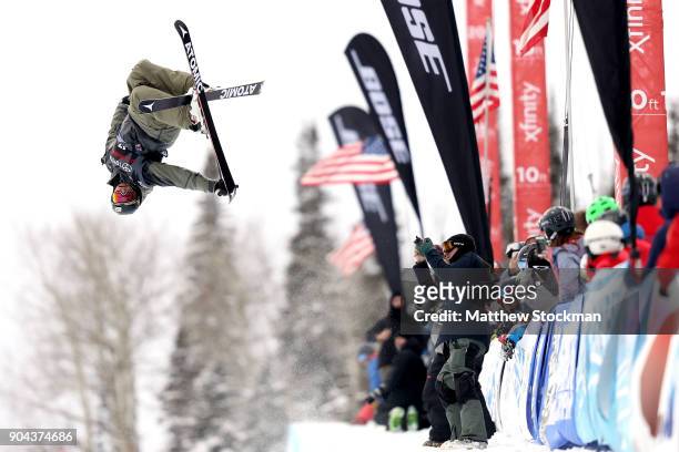 Mike Riddle of Canada competes in the Men's Freeski Halfpipe final during the Toyota U.S. Grand Prix on January 12, 2018 in Snowmass, Colorado.