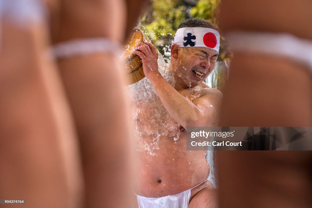 People Coming Of Age Purify With Icy Water In Tokyo