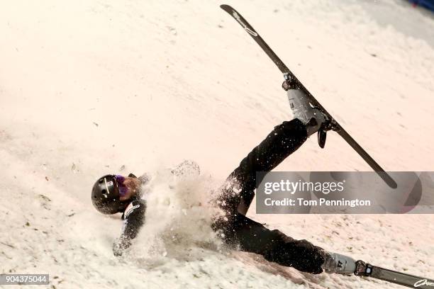 Jonathon Lillis of the United States crashes during the Men's Aerials Finals during the 2018 FIS Freestyle Ski World Cup at Deer Valley Resort on...