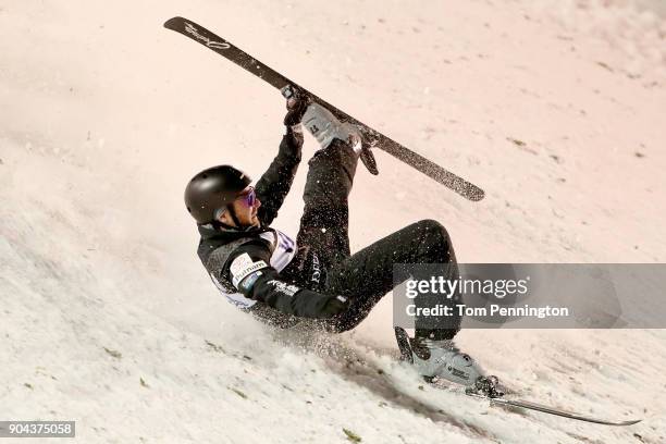 Jonathon Lillis of the United States crashes during the Men's Aerials Finals during the 2018 FIS Freestyle Ski World Cup at Deer Valley Resort on...