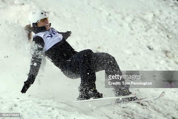 Ashley Caldwell of the United States crashes during the Ladies' Aerials Finals during the 2018 FIS Freestyle Ski World Cup at Deer Valley Resort on...
