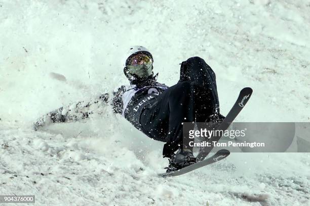 Mac Bohonnon of the United States crashes during the Men's Aerials Finals during the 2018 FIS Freestyle Ski World Cup at Deer Valley Resort on...