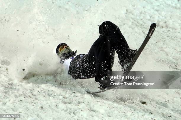 Mac Bohonnon of the United States crashes during the Men's Aerials Finals during the 2018 FIS Freestyle Ski World Cup at Deer Valley Resort on...