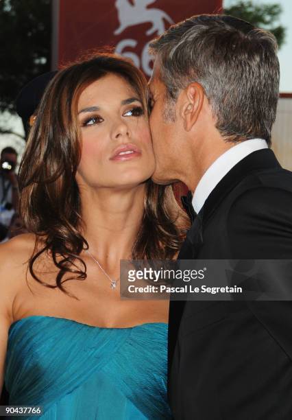 Actor George Clooney and his girlfriend Elisabetta Canalis attend "The Men Who Stare At Goats" premiere at the Sala Grande during the 66th Venice...