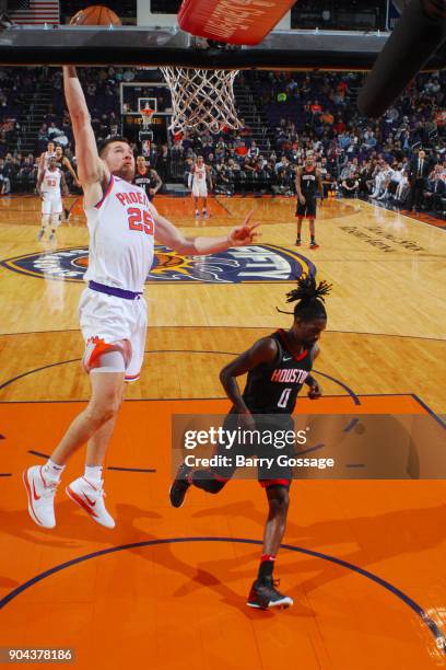 Alec Peters of the Phoenix Suns shoots the ball during the game against the Houston Rockets on January 12, 2018 at Talking Stick Resort Arena in...