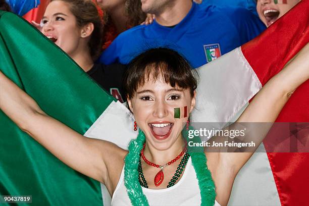 italian football fans cheering - pittura per il viso foto e immagini stock