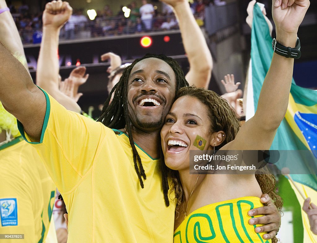 Brazilian football fans cheering