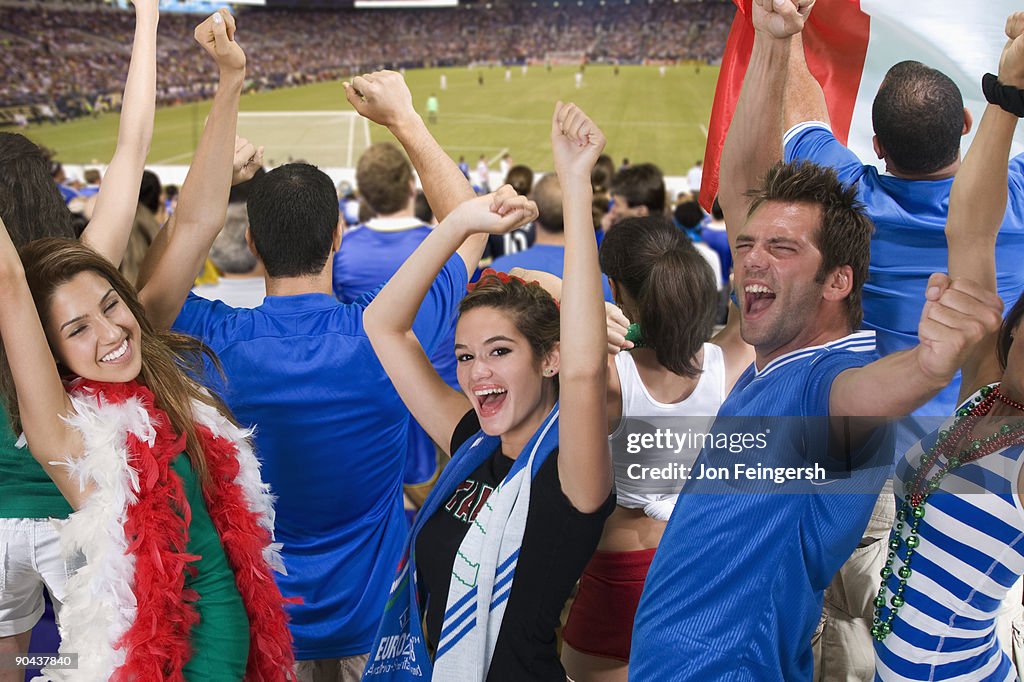 Italian football fans cheering