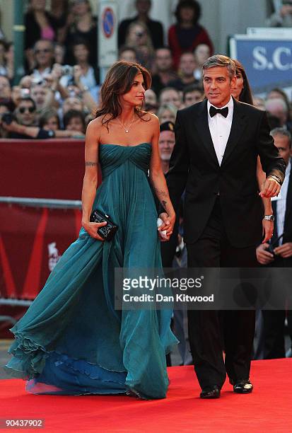 Actor George Clooney and his girlfriend Elisabetta Canalis attend "The Men Who Stare At Goats" premiere at the Sala Grande during the 66th Venice...