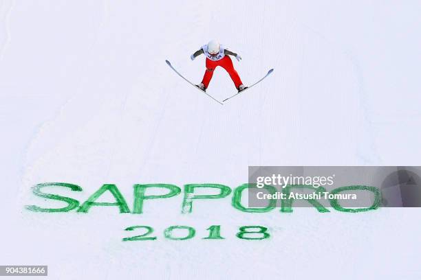 Irina Avvakumova of Russia competes in the Ladies normal hill individual during day one of the FIS Ski Jumping Women's World cup at Miyanomori Ski...