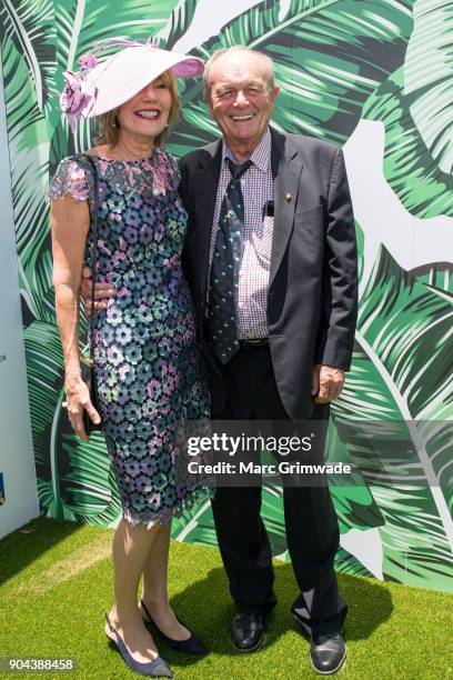 Katie Page & Gerry Harvey attend the Magic Millions Raceday on January 13, 2018 in Gold Coast, Australia.