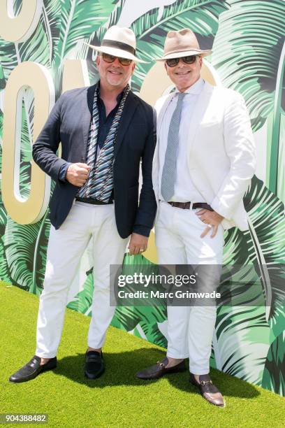 David Novak-Piper and Neale Whitaker attend Magic Millions Raceday on January 13, 2018 in Gold Coast, Australia.