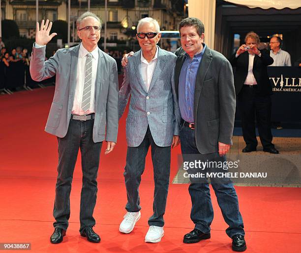 Film directors Jerry Zucker, Jim Abrahams and David Zucker arrive to attend the screening of their movie 'top secret" on September 8, 2009 during the...