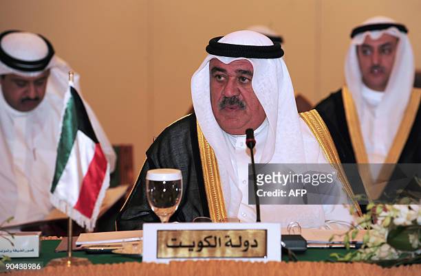 Kuwaiti Finance Minister Mustafa al-Shamali attends a ministerial meeting with counterparts the six Gulf states in the Saudi Red Sea port of Jeddah...