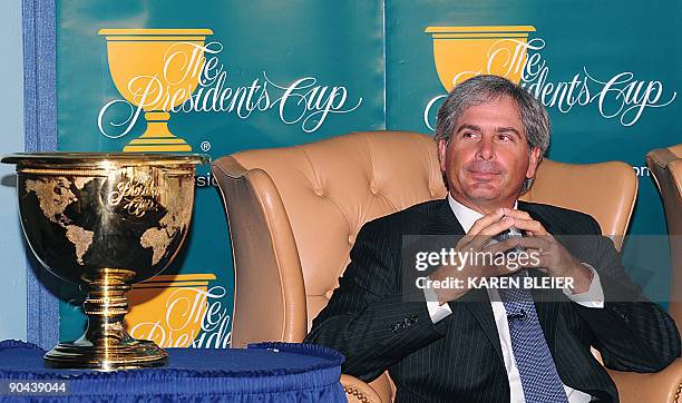 Fred Couples of the US attends a press conference at the National Press Club in Washington on September 8, 2009 to announce the Captain's picks for...