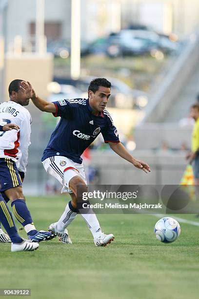 Marcelo Saragosa of Chivas USA kicks the ball against the Real Salt Lake at Rio Tinto Stadium on August 26, 2009 in Sandy, Utah.
