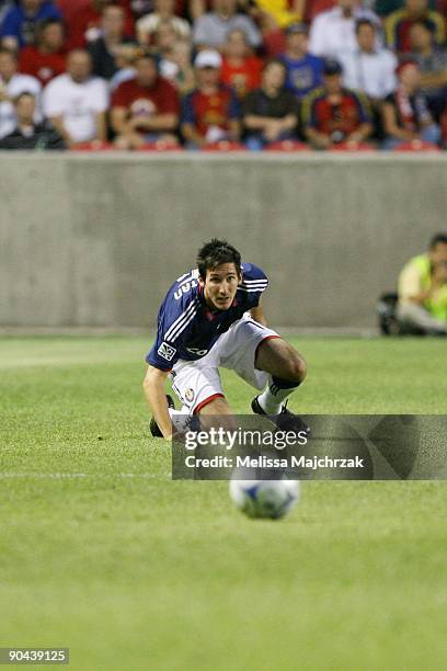 Sacha Kljestan of Chivas USA watches the ball against the Real Salt Lake at Rio Tinto Stadium on August 26, 2009 in Sandy, Utah.