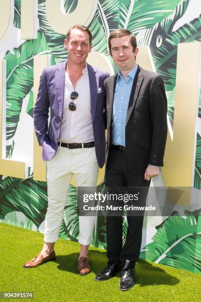 Channel 7 identities Tony Auden and Issa Schultz attend Magic Millions Raceday on January 13, 2018 in Gold Coast, Australia.