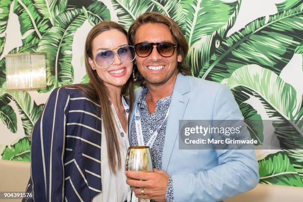 Celia and Damien Vasta attend Magic Millions Raceday on January 13, 2018 in Gold Coast, Australia.