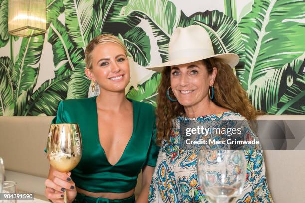 Jacinta Franklin and Jackie Frank attend Magic Millions Raceday on January 13, 2018 in Gold Coast, Australia.